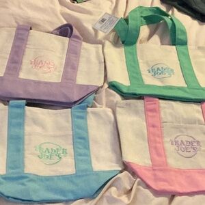 Trader Joe’s Mini Canvas Tote Bags-set of 4-Pastel Colors